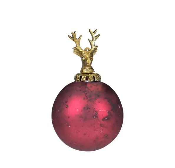 Antieke groene herten decoratiebal 12cm