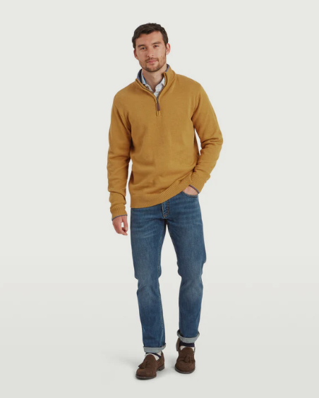 Schoffel Blair trui met 1/4 rits mosterd