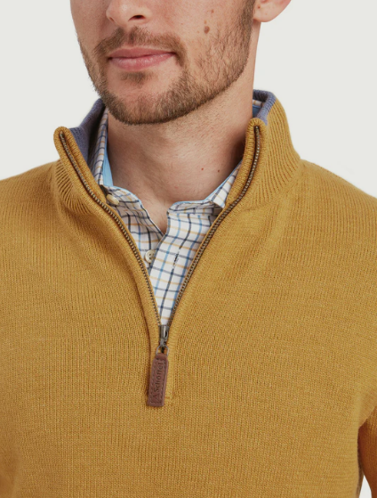 Schoffel Blair trui met 1/4 rits mosterd