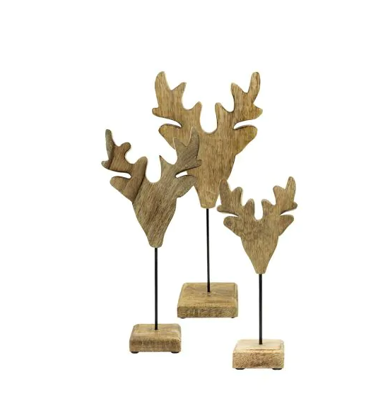 Houten hertenkop staande decoratie