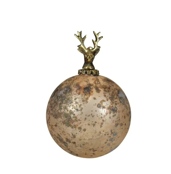 Antieke groene herten decoratiebal 12cm
