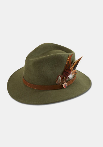Alan Paine Chapeau vert avec plume