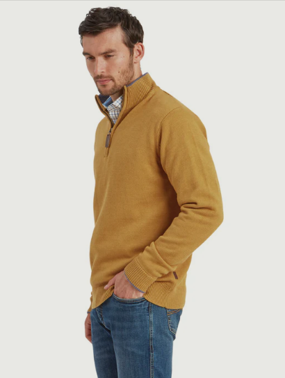 Schoffel Blair trui met 1/4 rits mosterd