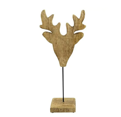 Deco sur pied tête de cerf en bois