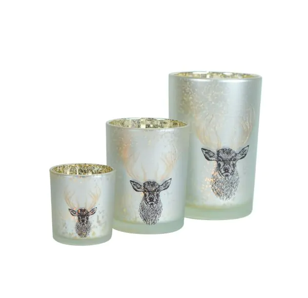 Mars &amp; More lanterne cerf bois doré petit 8cm
